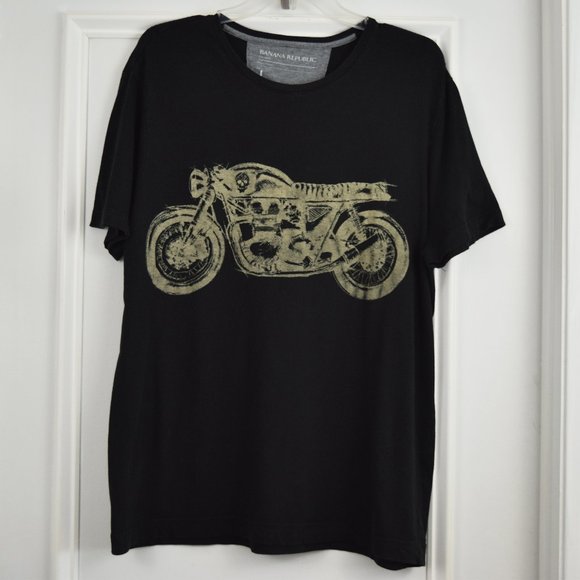 Banana Republic Motorcycle Skull T Shirt Men Large Black Graphic